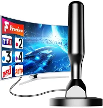 2026 Antenne TV Intérieure Puissante TNT HD, Réception Numérique 360° Longue Portée, Compatible DVB-T/T2, Smart TV, 4K UHD et Full HD 1080p, Câble