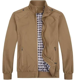 Allthemen Blouson Homme Leger Casual Veste Bomber Zip Jacket de Sport Coat | Décontracté à Col Montant,Coup-Vent De l'Aviateur,Classique Couleur Uni,