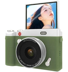 Appareil Photo Hybride 64MP pour Vlog - Écran Orientable 180°, Vidéo 4K, Zoom 16x - Léger (168g) et Autonome - Cadeau Idéal 32 Go Vert - Appareil