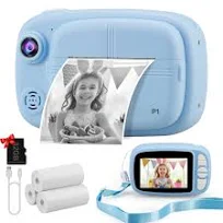 Appareil photo instantané Misilmp pour enfants, Appareil photo numérique 3,5 pouces sans encre avec papier photo et carte TF GB , vidéo 1080p, impr...