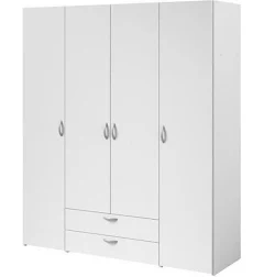 Armoire 4 portes 2 tiroirs Pauline--blanc