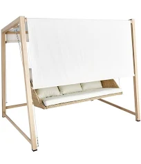 Balancelle 3 places en acier beige NATERIAL Medena l.216 x P.165 x H.180 cm