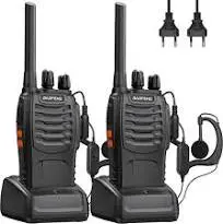 Baofeng Talkie Walkie Professionnel PMR446 Radio Bidirectionnelle Longue Portée 16 Canaux Talkies-Walkies avec Casque, Base de Chargement et Batterie