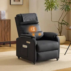 Bonnlo Fauteuil Massant, Fauteuil de Relaxation avec 2 Points de Massage et Chauffage, Dossier et Repose-Pieds Réglable Automatiquement, Équipé d'un