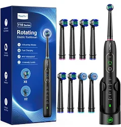Brosse À Dent Électrique Rotatives pour Adultes Brosses À Dents Rotatives avec 3 Intensités 5 Modes