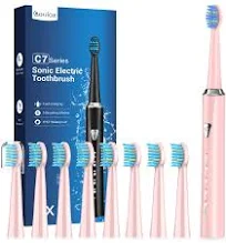 Brosses à Dents Électriques Soniques Adultes et Enfants - Brosse à Dents Dlectrique Sonique avec 8 Têtes, 5 Modes, Une Charge pour 120 Jours