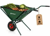 Brouette de jardin pliable 50 L en acier 116 x 64 x 65 cm chariot de transport léger