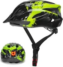 Casque Vélo Adulte Léger avec LED, Casque VTT Route Réglable 57-62cm | pour Homme et Femme,Ultra-léger 230g, 18 Aérations, Visière Amovible,