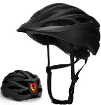Casque Vélo Léger Respirant LED AR 57-61 VTT/Route | Léger (260g), 21 évents, LED 3 modes, visière amovible, VTT/Route.