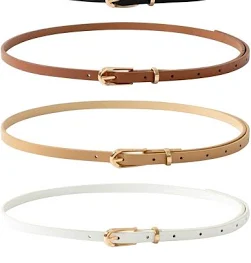 Ceinture en cuir maigre pour femmes Avec boucle circulaire dorée