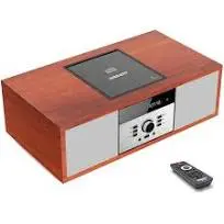 Chaîne Hi-FI Stéréo Bluetooth,WISCENT Vintage Micro HiFi Systems Lecteur CD, 30W RMS avec Streaming Audio Bluetooth, Poste Lecteur CD Radio FM, USB,