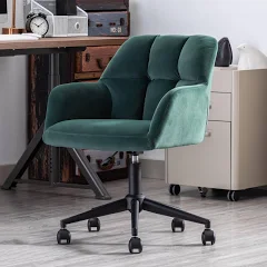 chairus Chaise de Bureau, Fauteuil Pivotant, Dossier Matelassé, Vert | Hauteur Réglable, Socle 5 Branches à Roulettes, Siège Pivotant à 360°, Tissu de