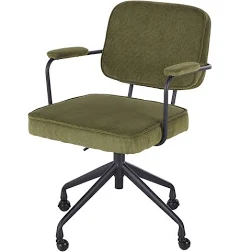 Chaise de bureau réglable à roulettes en velours côtelé