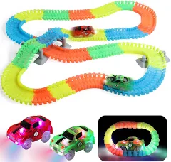 Circuit Voiture Enfant Jouet Électrique 240 Pièces Lumineux Flexible 360 cm