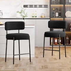 Ckaff Lot de 2 Tabouret de Bar, Chaise de Bar, Chaise de Cuisine Hauteur 63.5cm, Tabourets de Comptoir, Tabouret de Bistrot, Siège Rembourré avec