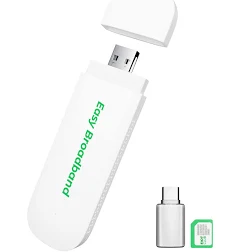 Clé 4G LTE EIOTCLUB avec Wi-FI 6 (SIM Incluse), Modem Wi-FI USB A & C, 150 Mbit/s, Connexion LTE Plug & Play, Point D'accès Mobile pour PC/Tablette/