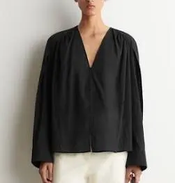 COS Femme Chemise Col En V Froncée En Coton Léger