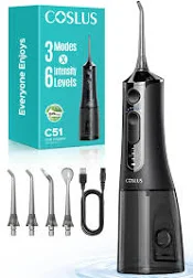 COSLUS Jet Dentaire Hydropulseur Irrigateur Oral 3 Modes & 18Niveaux