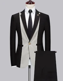 Costume Homme 2 Pièces À Revers Crantés Et Détails Assemblés Pour Mariage & Bal