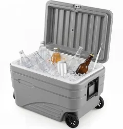 Costway Glacière Rigide Glacière à Roulettes Maintien au Froid Jours Orifice de Vidange Poignée Pliable Coffre à Glace Portable