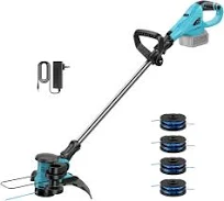 Debroussailleuse Electrique sans Fil et 4 Bobines,2 en 1 Coupe Bordure sans Fil,Alimentation Automatique de Fil,Compatible avec la Batterie Makita