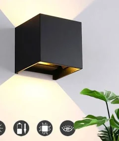 Debuns Applique Murale led Interieur Exterieur 12W Moderne Aluminium luminaires avec Design d'angle de Poutre Réglable Lampe Murale Blanc Chaud