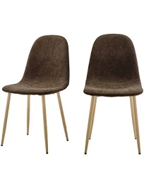 Drawer Lot de 2 chaises en tissu piètement effet bois