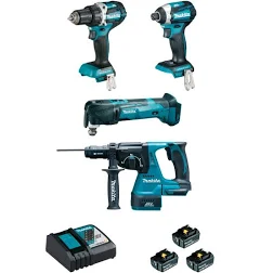 Ensemble de 4 Machines 18V Li-ion Makita Dlx4109tj 5 Ah