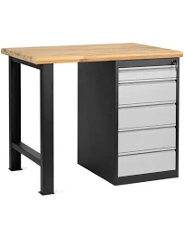 Établi pour atelier avec 5 tiroirs - Dim 2000x750x840mm - Gris clair RAL7035 - W010010722-GC