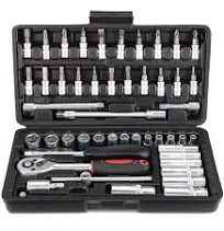 Faankiton 53PCS Coffret de Douilles, Coffret de Embouts, Jeu Coffret Douille Clé à Cliquet de Dégagement, Coffret de Douilles et Embouts Clés à