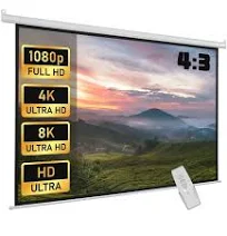 Fabulcozy Écran de Projection motorisé écran projecteur électrique Formats 4:3 84 Pouces 171L x 130H cm Fixation Mur ou Plafond Automatique pour Home