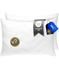 FAM Home De Luxe Coussin 50x70 Lot 2 Oreiller Ergonomique Hypoallergénique | 2 oreillers 50x70 moelleux. Soutien ergonomique et lavage à 95°C pour une