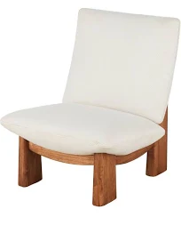 Fauteuil beige et pieds en bois d'hévéa style inspirations d'ailleurs hévéa Maisons du monde