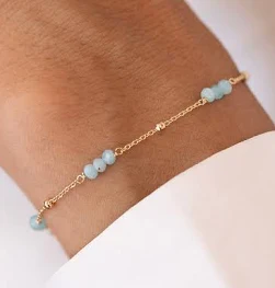 femme L'Atelier d'Amaya Bracelet chaîne perles d'Amazonite TU