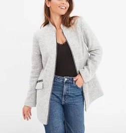 femme Manteau mi-long cintré zippé col montant