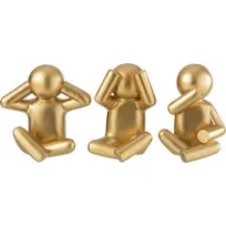Figurine Décorative Dorée trio singes sages