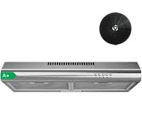 FIREGAS A+ Hotte Aspirante 60cm Sans Évacuation Moteur Brushless, Argent | 250 m³/h, Classe A+, Silencieuse, Murale, Évacuation ou Recyclage