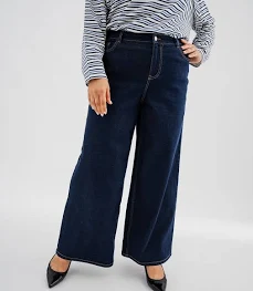 Gemo Jean wide leg en coton stretch taille haute ajustable femme grande taille