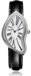 Gosasa Creative Melting Montre de Luxe pour Homme à Quartz analogique avec Bracelet en Cuir véritable, Cadran à Chiffres Romains, étanche, Montre