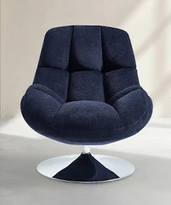 Habitat Fauteuil pivotant en tissu chenille et métal chromé