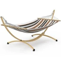Hamac XL avec support métal effet bois et toile