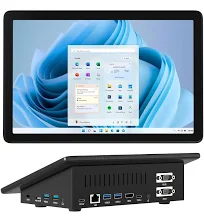HEIGAOLAPC Ordinateur Mini PC Mini Desktop Computer avec écran Tactile 10,1", N5095 Win 11 Pro 8Go Ram, 128Go Rom, Batterie 5000mAh, Double Sortie