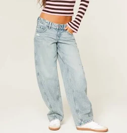 Hollister Andi jean barrel effet vieilli à taille ultra basse ajustable