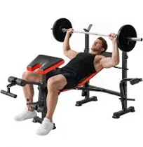 HOMCOM Banc de musculation Fitness entrainement complet avec support d'haltères dossier réglable acier 175 x 139 x 127 cm
