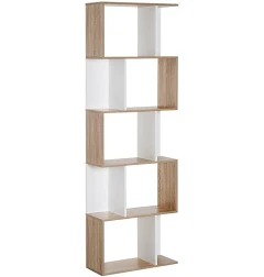 HomCom Bibliothèque Étagère Meuble de Rangement Design Contemporain En S 5