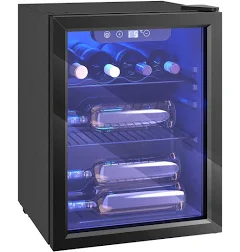 Homcom – Cave À Vin de Service 16 Bouteilles – température Réglable 4-16 °c – Porte Réversible En Verre – Acier
