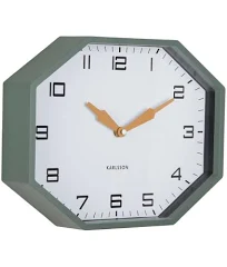 Horloge murale Modern Factory Octagon - Present Time | Fleux Jungle Green/Ochre Yellow