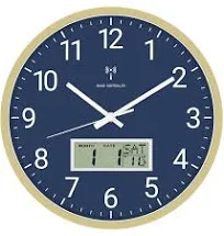 Horloge Murale Radio-Pilotée Foxtop Digitale & Analogique 30cm avec Écran LCD – Horloge Murale Radio-Pilotée Digitale avec Température