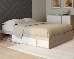 Idmarket Cadre de lit double SALEM avec rangements et sommier 140 x 190 cm