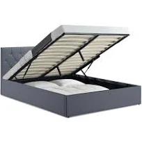 Idmarket Lit coffre double AUSTIN avec tête de Lit et sommier 160 x 200 cm PVC